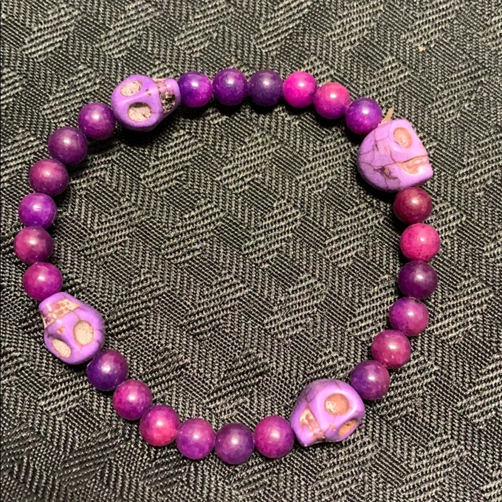 Purple Stone and Skull Bracelet